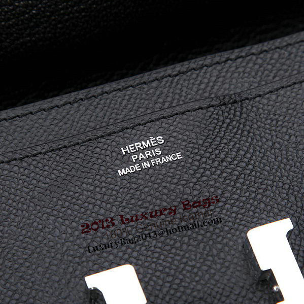 Hermes Constance Long Wallets Original Calfskin Leather A909 Black