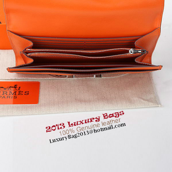 Hermes Constance Long Wallets Original Calfskin Leather A909 Orange Hermes Constance Long Wallets Original Calfskin Leather A909 Orange