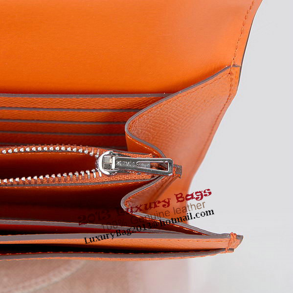 Hermes Constance Long Wallets Original Calfskin Leather A909 Orange Hermes Constance Long Wallets Original Calfskin Leather A909 Orange