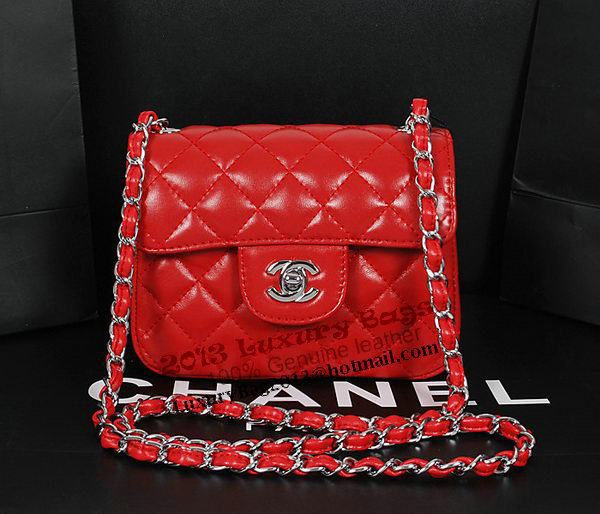 Chanel 1115 Classic mini Flap Bag in Red Sheepskin Leather Chanel 1115 Classic mini Flap Bag in Red Sheepskin Leather
