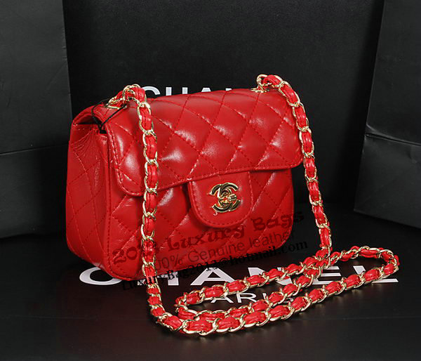 Chanel 1115 Classic mini Flap Bag in Red Sheepskin Leather Chanel 1115 Classic mini Flap Bag in Red Sheepskin Leather