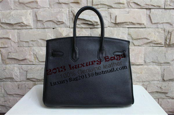 Hermes Birkin 35CM Tote Bag Black&Rose Clemence Leather H35 Silver