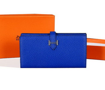 Hermes Bearn Japonaise Bi-Fold Wallet Original Leather A1018 Blue Hermes Bearn Japonaise Bi-Fold Wallet Original Leather A1018 Blue