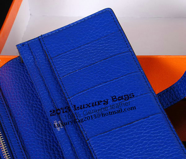 Hermes Bearn Japonaise Bi-Fold Wallet Original Leather A1018 Blue Hermes Bearn Japonaise Bi-Fold Wallet Original Leather A1018 Blue