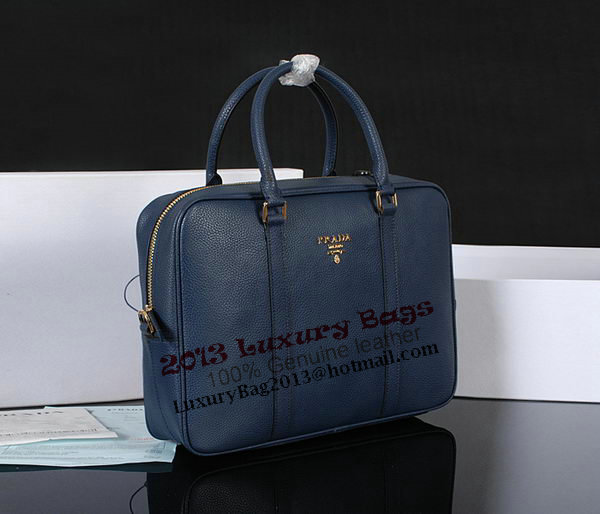 Prada Grainy Calf Leather Briefcase 80661 Blue Prada Grainy Calf Leather Briefcase 80661 Blue