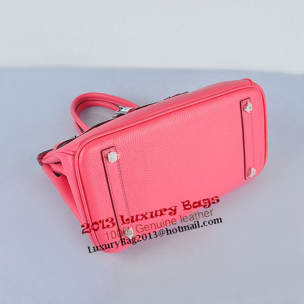 Hermes Birkin 30CM Tote Bags Pink Clemence Leather Silver