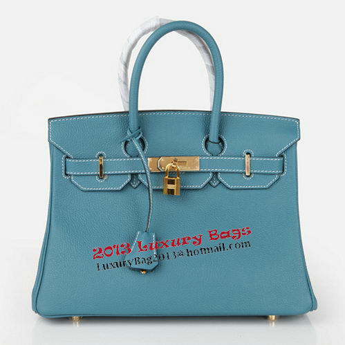Hermes Birkin 30CM Tote Bag Blue Original Leather H30 Gold Hermes Birkin 30CM Tote Bag Blue Original Leather H30 Gold