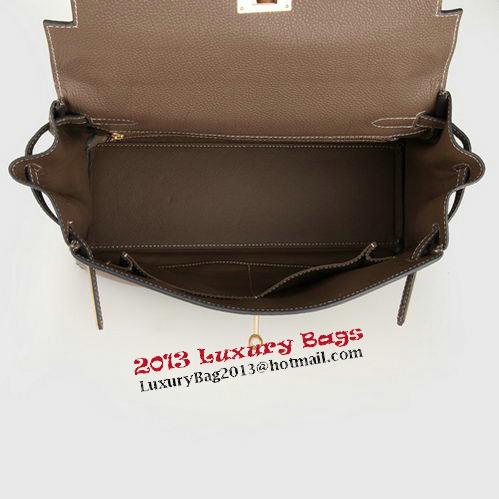 Hermes Kelly 32cm Shoulder Bag Dark Grey Original Leather K32 Gold