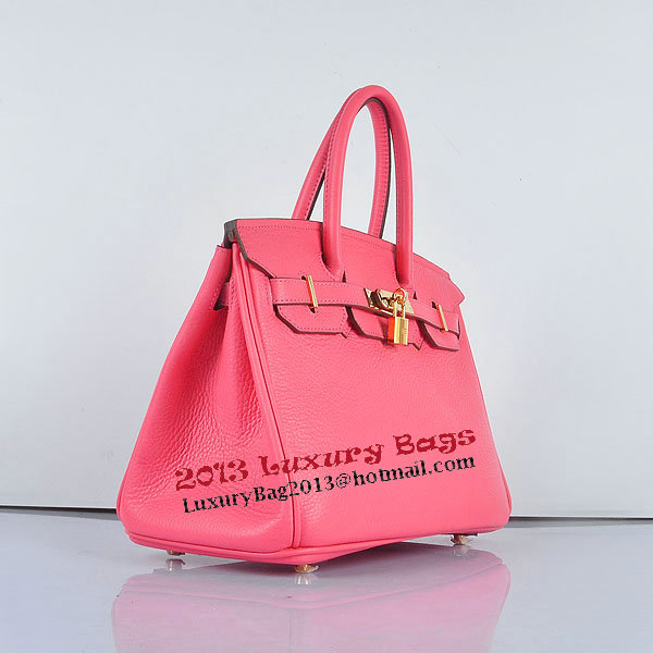 Hermes Birkin 30CM Tote Bags Pink Clemence Leather Gold