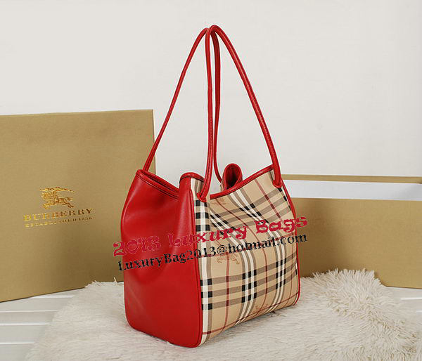 BurBerry Small Haymarket Check Tote Bag B5911 Red BurBerry Small Haymarket Check Tote Bag B5911 Red