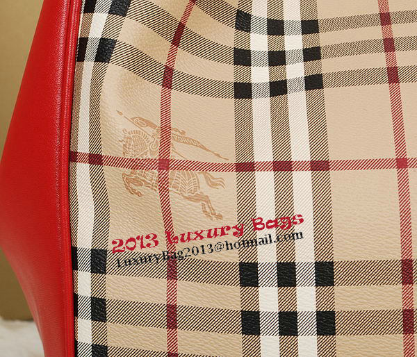BurBerry Small Haymarket Check Tote Bag B5911 Red BurBerry Small Haymarket Check Tote Bag B5911 Red
