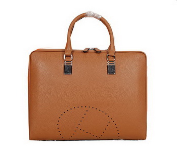 Hermes Briefcase Grainy Calf Leather H8253 Wheat