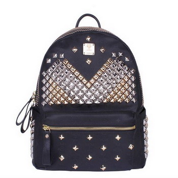 MCM Medium Stark Front Studs Backpack MC4237 Black MCM Medium Stark Front Studs Backpack MC4237 Black