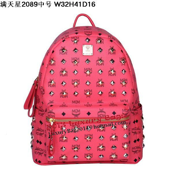 MCM Stark Studded Medium Backpack MC2089 Light Red MCM Stark Studded Medium Backpack MC2089 Light Red