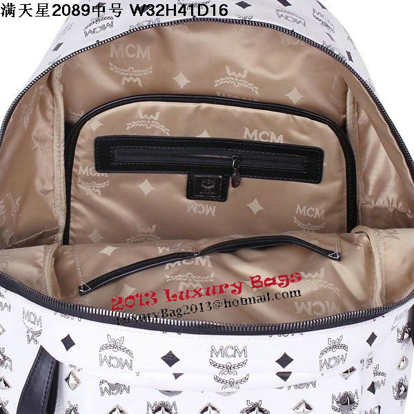 MCM Stark Studded Medium Backpack MC2089 White MCM Stark Studded Medium Backpack MC2089 White