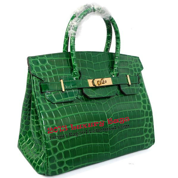 Hermes Birkin 30CM Tote Bags Green Iridescent Croco Leather Gold Hermes Birkin 30CM Tote Bags Green Iridescent Croco Leather Gold