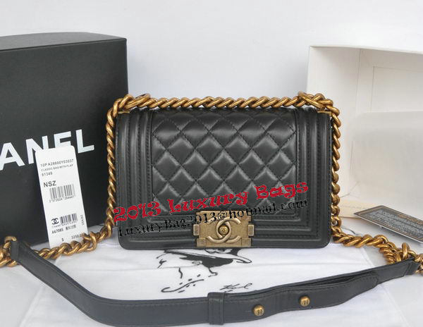 Chanel Boy Flap Shoulder Bag Black Original Lambskin Leather CHA67085 Gold