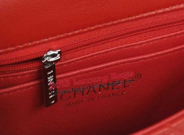 Chanel mini Classic Flap Bag Red Original Sheekskin CHA1115 Silver Chanel mini Classic Flap Bag Red Original Sheekskin CHA1115 Silver