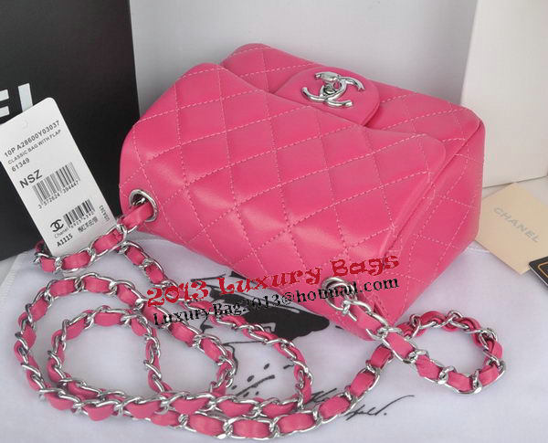 Chanel mini Classic Flap Bag Rose Original Sheekskin CHA1115 Silver Chanel mini Classic Flap Bag Rose Original Sheekskin CHA1115 Silver