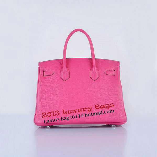 Hermes Birkin 30CM Tote Bags Light Rosy Grainy Leather Silver