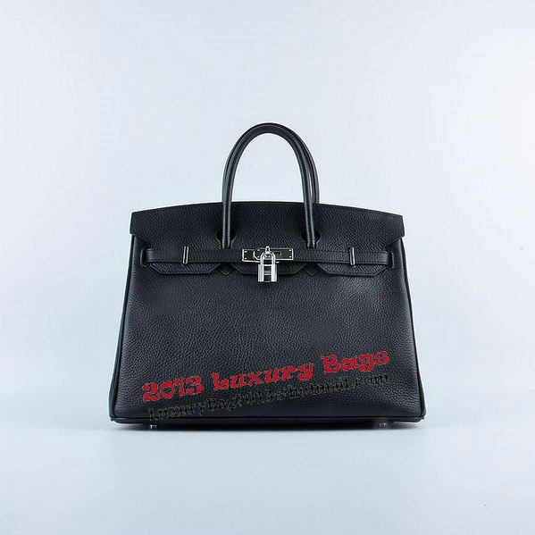 Hermes Birkin 35CM Tote Bag Black Grainy Leather Silver Hermes Birkin 35CM Tote Bag Black Grainy Leather Silver