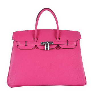 Hermes Birkin 35CM Tote Bag Rosy Grainy Leather Silver Hermes Birkin 35CM Tote Bag Rosy Grainy Leather Silver