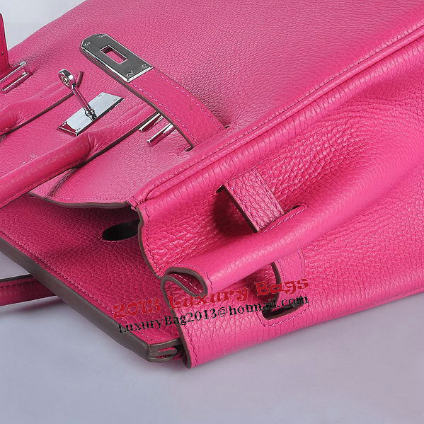 Hermes Birkin 35CM Tote Bag Rosy Grainy Leather Silver Hermes Birkin 35CM Tote Bag Rosy Grainy Leather Silver