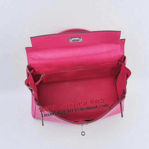 Hermes Kelly 32cm Shoulder Bags Rosy Grainy Leather Silver Hermes Kelly 32cm Shoulder Bags Rosy Grainy Leather Silver