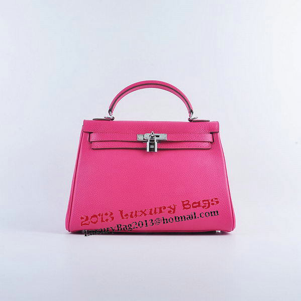 Hermes Kelly 32cm Shoulder Bags Rosy Grainy Leather Silver Hermes Kelly 32cm Shoulder Bags Rosy Grainy Leather Silver