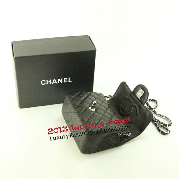 Chanel mini Classic Flap Bag Black Leather 1115 Silver Chain Chanel mini Classic Flap Bag Black Leather 1115 Silver Chain