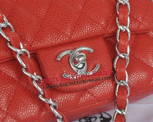 Chanel mini Classic Flap Bag Red Cannage Pattern 1115 Silver Chanel mini Classic Flap Bag Red Cannage Pattern 1115 Silver