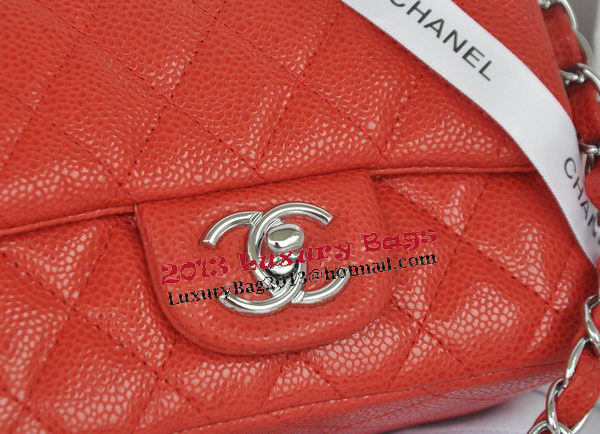 Chanel mini Classic Flap Bag Red Cannage Pattern 1115 Silver Chanel mini Classic Flap Bag Red Cannage Pattern 1115 Silver