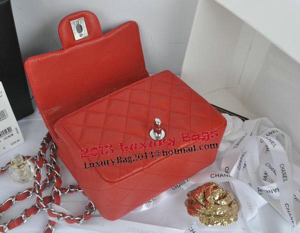 Chanel mini Classic Flap Bag Red Cannage Pattern 1115 Silver Chanel mini Classic Flap Bag Red Cannage Pattern 1115 Silver
