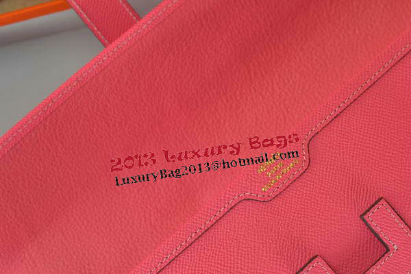Hermes Jige Clutch Bag Calfskin Leather Light Red
