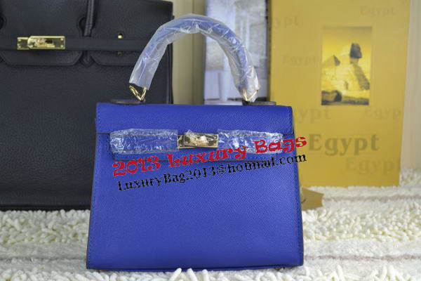 Hermes Kelly 22cm Tote Bag Calfskin Leather Blue Hermes Kelly 22cm Tote Bag Calfskin Leather Blue