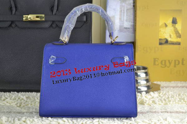 Hermes Kelly 22cm Tote Bag Calfskin Leather Blue