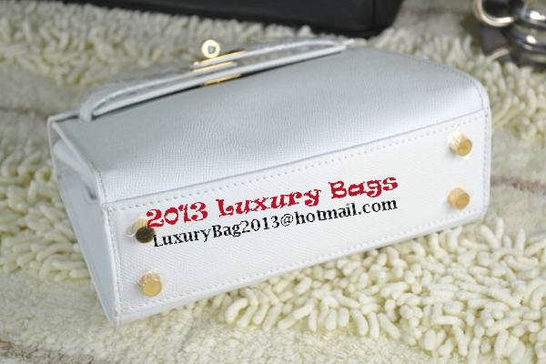 Hermes Kelly 22cm Tote Bag Calfskin Leather White