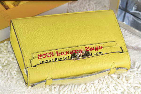 Hermes MINI Kelly 22cm Tote Bag Calfskin Leather Lemon Hermes MINI Kelly 22cm Tote Bag Calfskin Leather Lemon