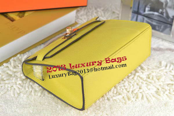Hermes MINI Kelly 22cm Tote Bag Calfskin Leather Lemon Hermes MINI Kelly 22cm Tote Bag Calfskin Leather Lemon