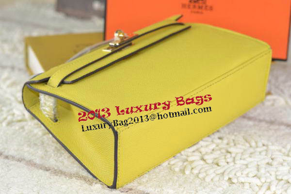 Hermes MINI Kelly 22cm Tote Bag Calfskin Leather Lemon Hermes MINI Kelly 22cm Tote Bag Calfskin Leather Lemon