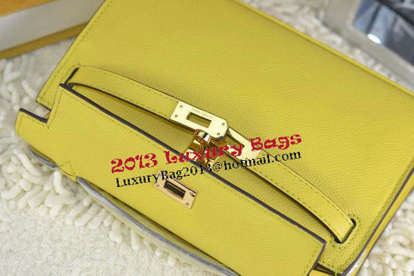 Hermes MINI Kelly 22cm Tote Bag Calfskin Leather Lemon Hermes MINI Kelly 22cm Tote Bag Calfskin Leather Lemon