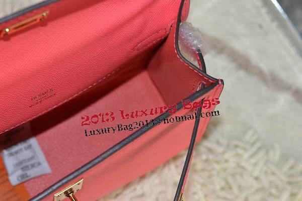 Hermes MINI Kelly 22cm Tote Bag Calfskin Leather Light Red