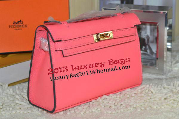 Hermes MINI Kelly 22cm Tote Bag Calfskin Leather Light Red Hermes MINI Kelly 22cm Tote Bag Calfskin Leather Light Red