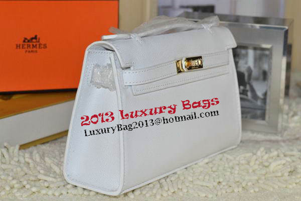 Hermes MINI Kelly 22cm Tote Bag Calfskin Leather White Hermes MINI Kelly 22cm Tote Bag Calfskin Leather White