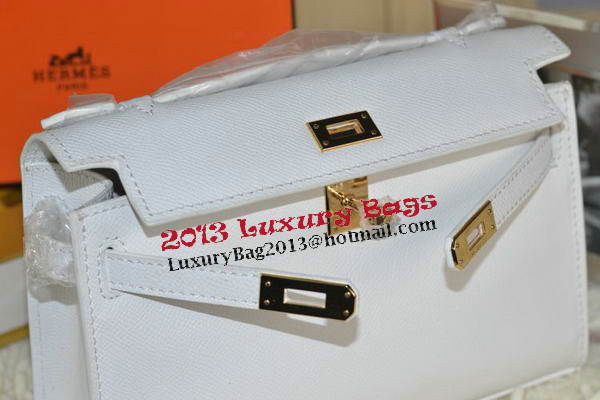 Hermes MINI Kelly 22cm Tote Bag Calfskin Leather White Hermes MINI Kelly 22cm Tote Bag Calfskin Leather White