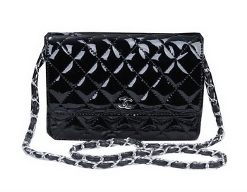 Chanel mini Flap Bag A33814 Black Patent Leather Silver Chanel mini Flap Bag A33814 Black Patent Leather Silver