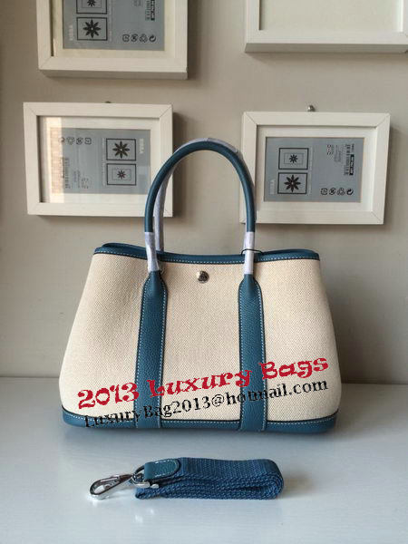 Hermes Garden Party 30CM Bag Canvas Leather H11S Blue Hermes Garden Party 30CM Bag Canvas Leather H11S Blue