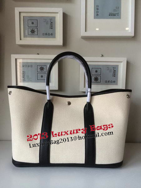 Hermes Garden Party 36CM Bag Canvas Leather H11M Black&White Hermes Garden Party 36CM Bag Canvas Leather H11M Black&White