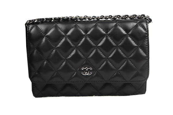 Chanel mini Flap Bag CHA33814 Black Original Sheepskin Leather Silver