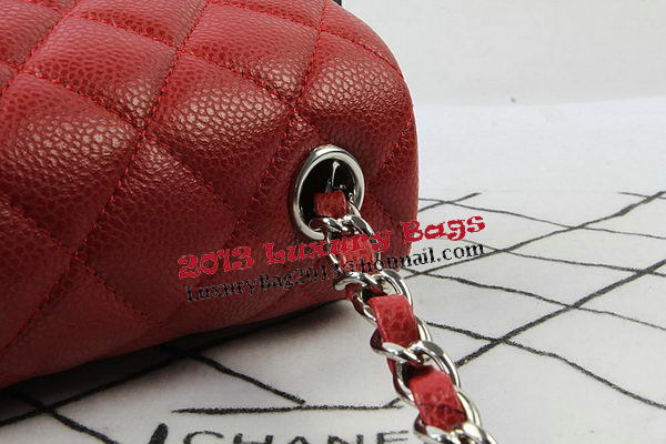 Chanel Classic MINI Flap Bag Red Cannage Pattern CF1119 Silver Chanel Classic MINI Flap Bag Red Cannage Pattern CF1119 Silver